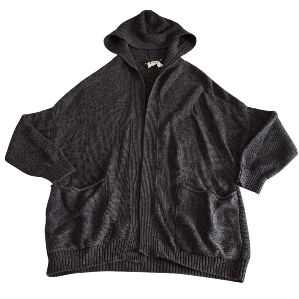 Pact XS/S Grey Hooded Open Front Sweater 100% Organic Cotton